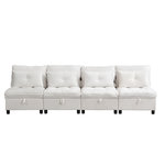 MERAX Canapé droit convertible 4 places tissu. Coloris disponibles : Beige