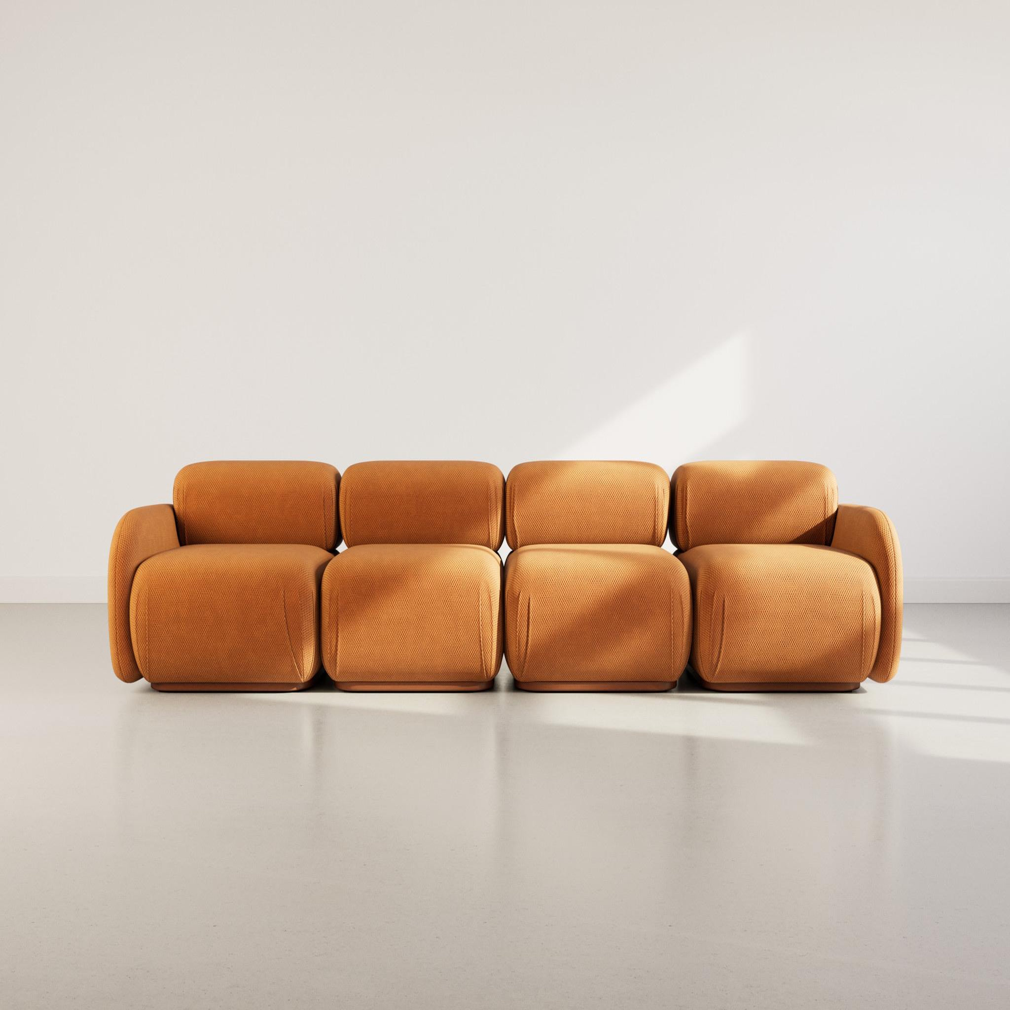Voir la diapositive 2 : LISA DESIGN Penelope - canapé droit modulable 4 places en velours texturé