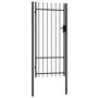 Voir la diapositive 2 : VIDAXL Portillon simple porte avec dessus a pointe Acier 1x2 m Noir