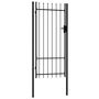 Voir la diapositive 2 : VIDAXL Portillon simple porte avec dessus a pointe Acier 1x2 m Noir