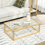 Voir la diapositive 2 : HOMCOM Table basse design contemporain plateau verre trempé structure piètement bois d'hévéa