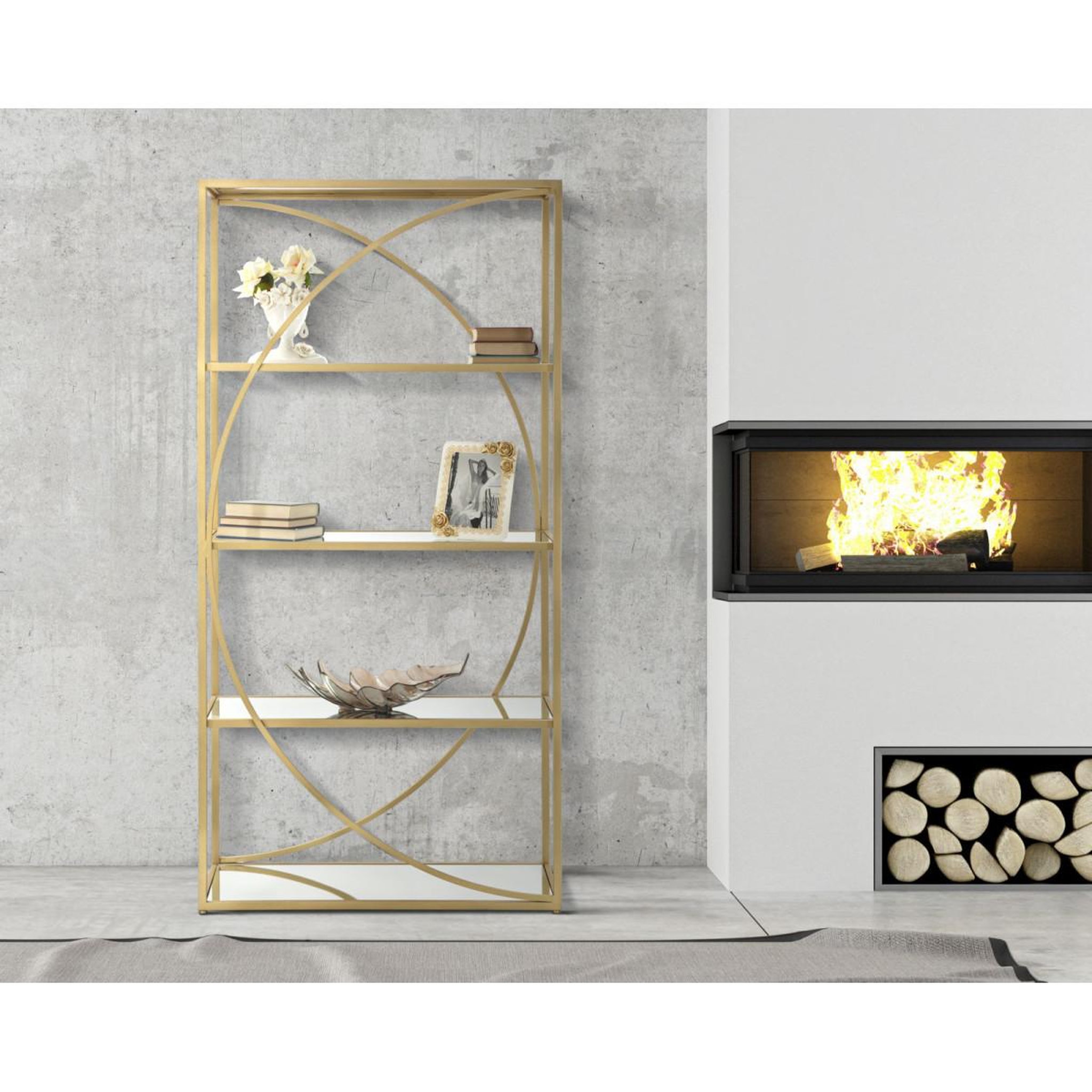 Voir la diapositive 6 : Paris Prix Étagère design 4 niveaux  glamy  180cm or