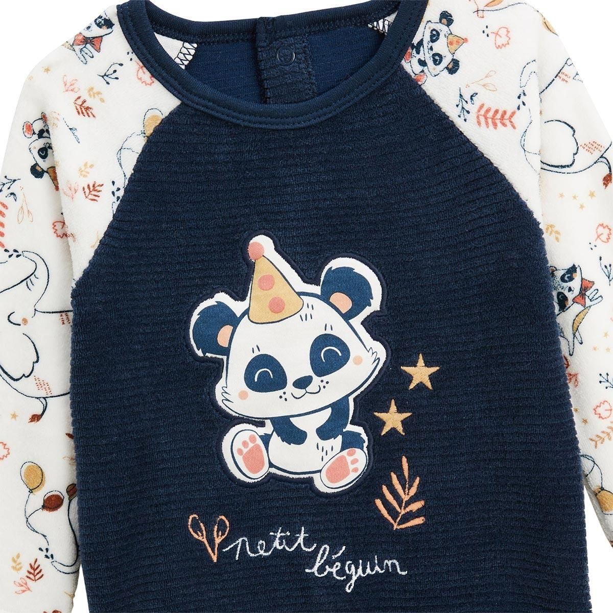 Petit Béguin Pyjama bébé en velours Cirque d'automne