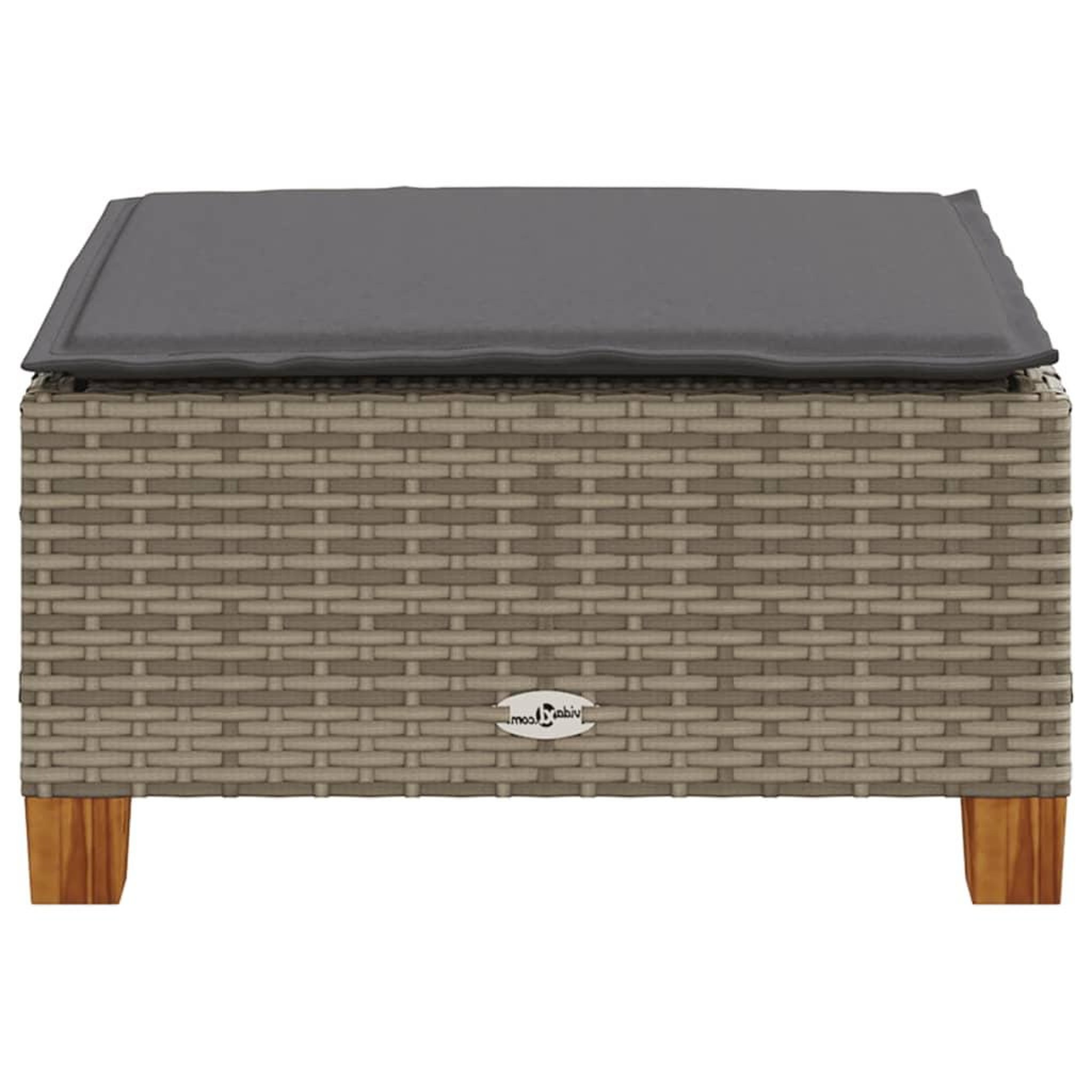Voir la diapositive 5 : VIDAXL Tabouret de jardin et coussin gris 63,5x56x32 cm resine tressee