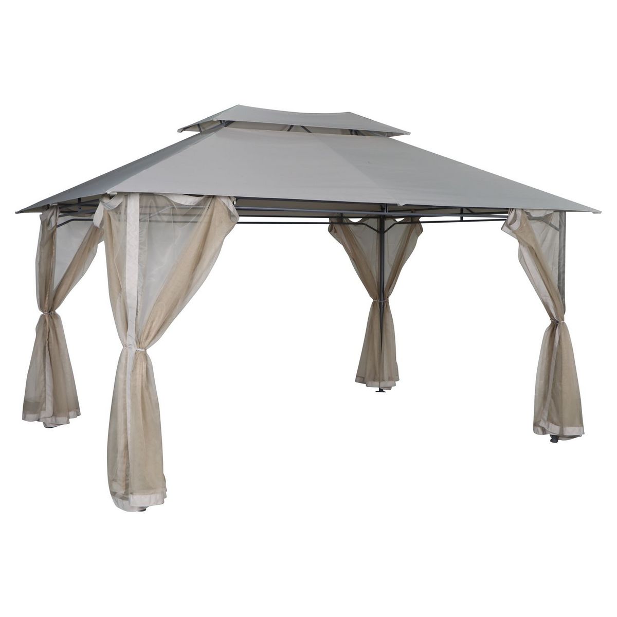 GARDENSTAR Tonelle de jardin avec double auvent - Acier - 300x400x260cm - Beige