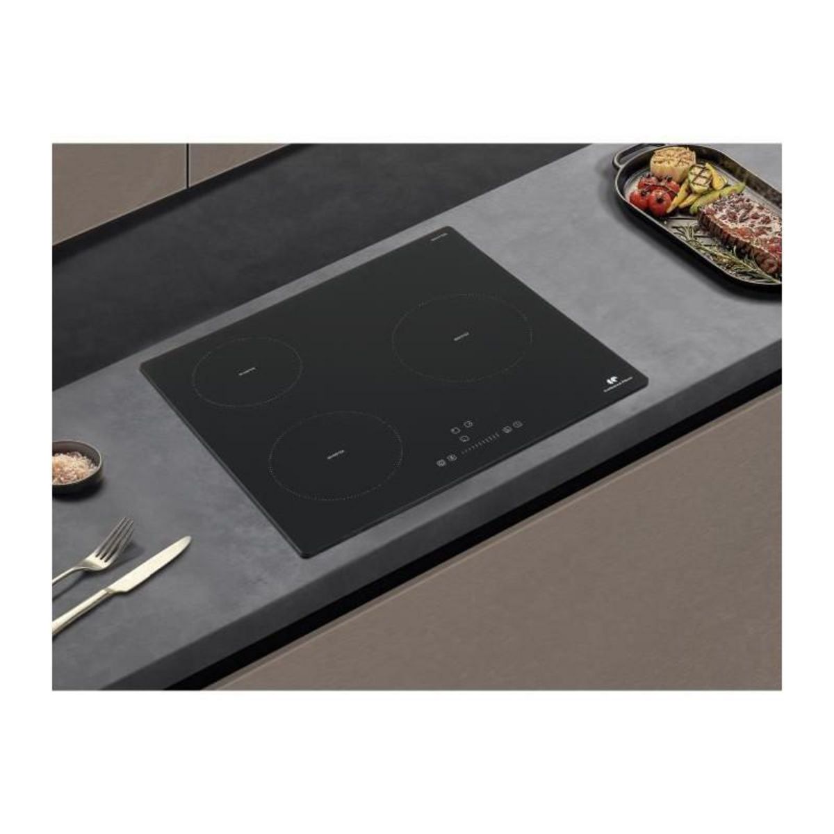 CONTINENTAL EDISON Plaque induction 3 foyers Continental Edison - 3 timers - 3 boosters - noir