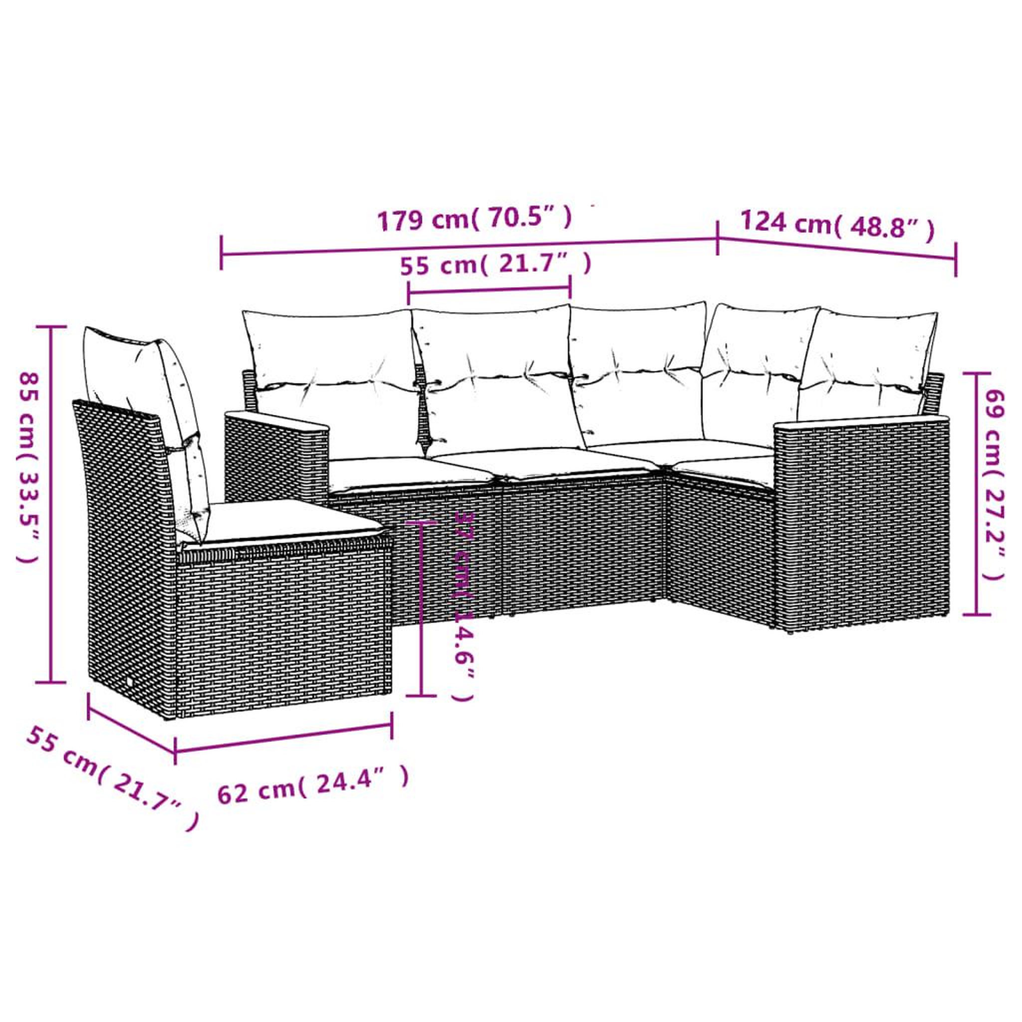 Voir la diapositive 6 : VIDAXL Salon de jardin 5 pcs avec coussins noir resine tressee