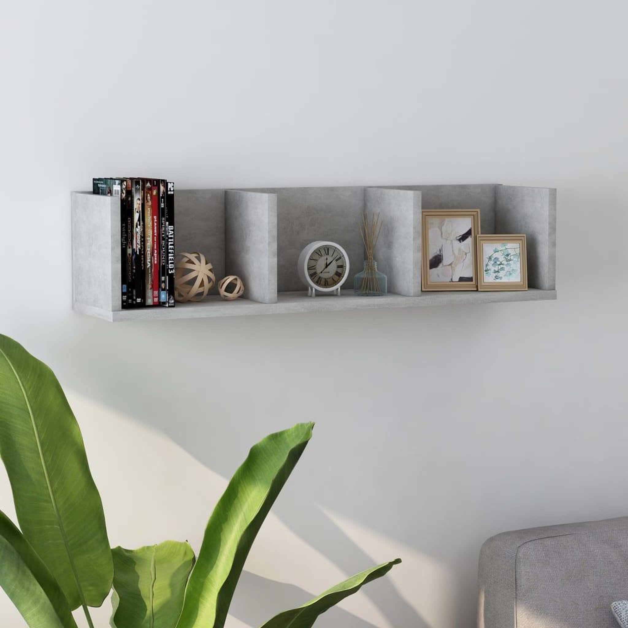 VIDAXL Etagere murale a CD Gris beton 75x18x18 cm Bois d'ingenierie
