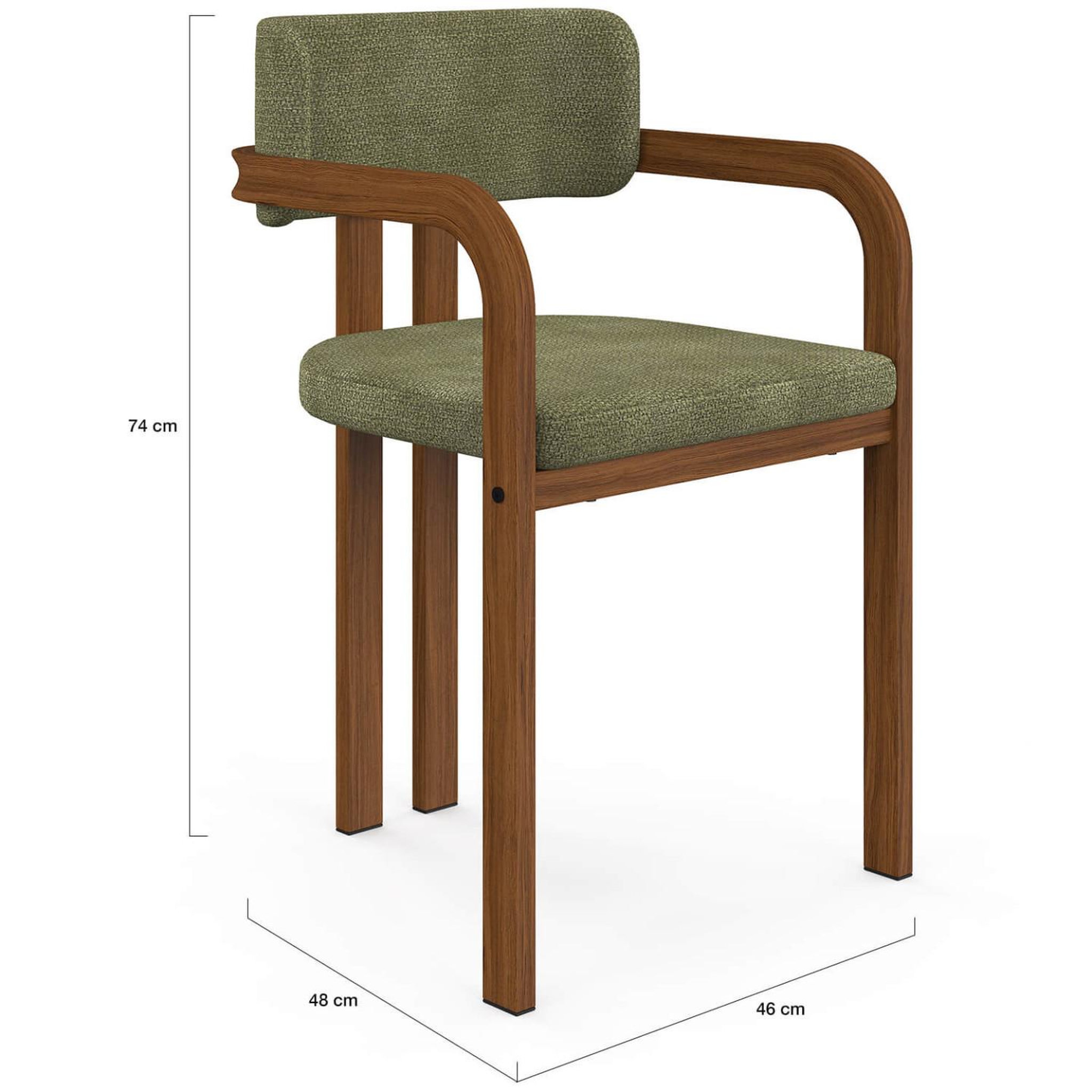 Voir la diapositive 5 : ID MARKET Lot de 4 chaises de salle à manger, fauteuils de table esma en métal effet noyer et tissu chenille vert avec accoudoirs