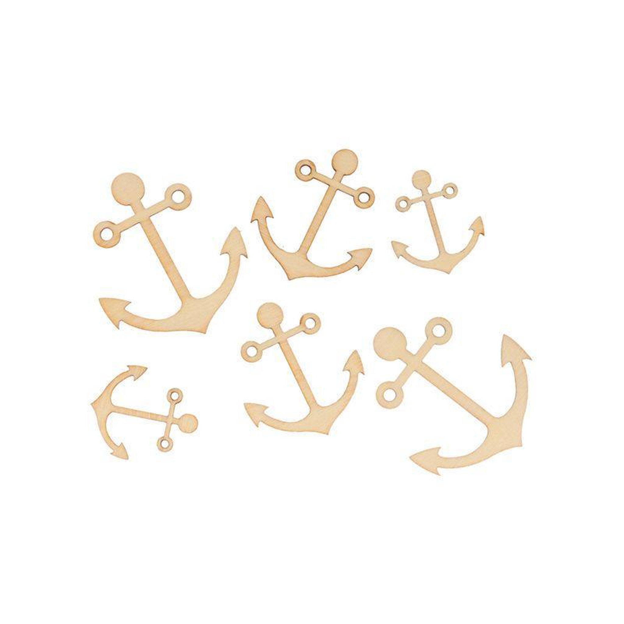 Voir la diapositive 3 : Artemio 30 mini décorations en bois - Ancres de bateau