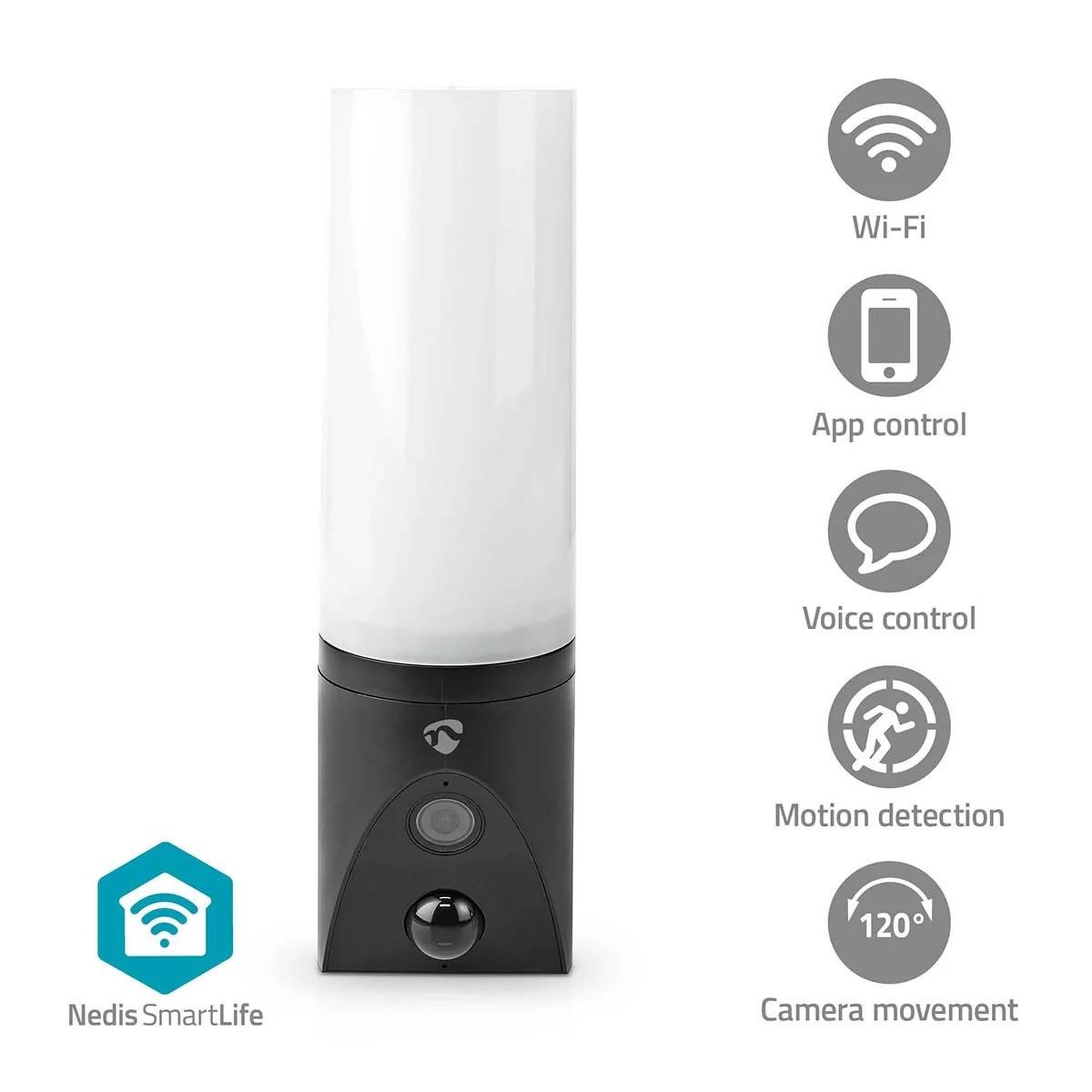 Voir la diapositive 2 : NEDIS Caméra de sécurité Extérieure Wi-Fi Full HD Détection de mouvement Vision Nocturne éclairage 1000 lumens IP65  Nedis