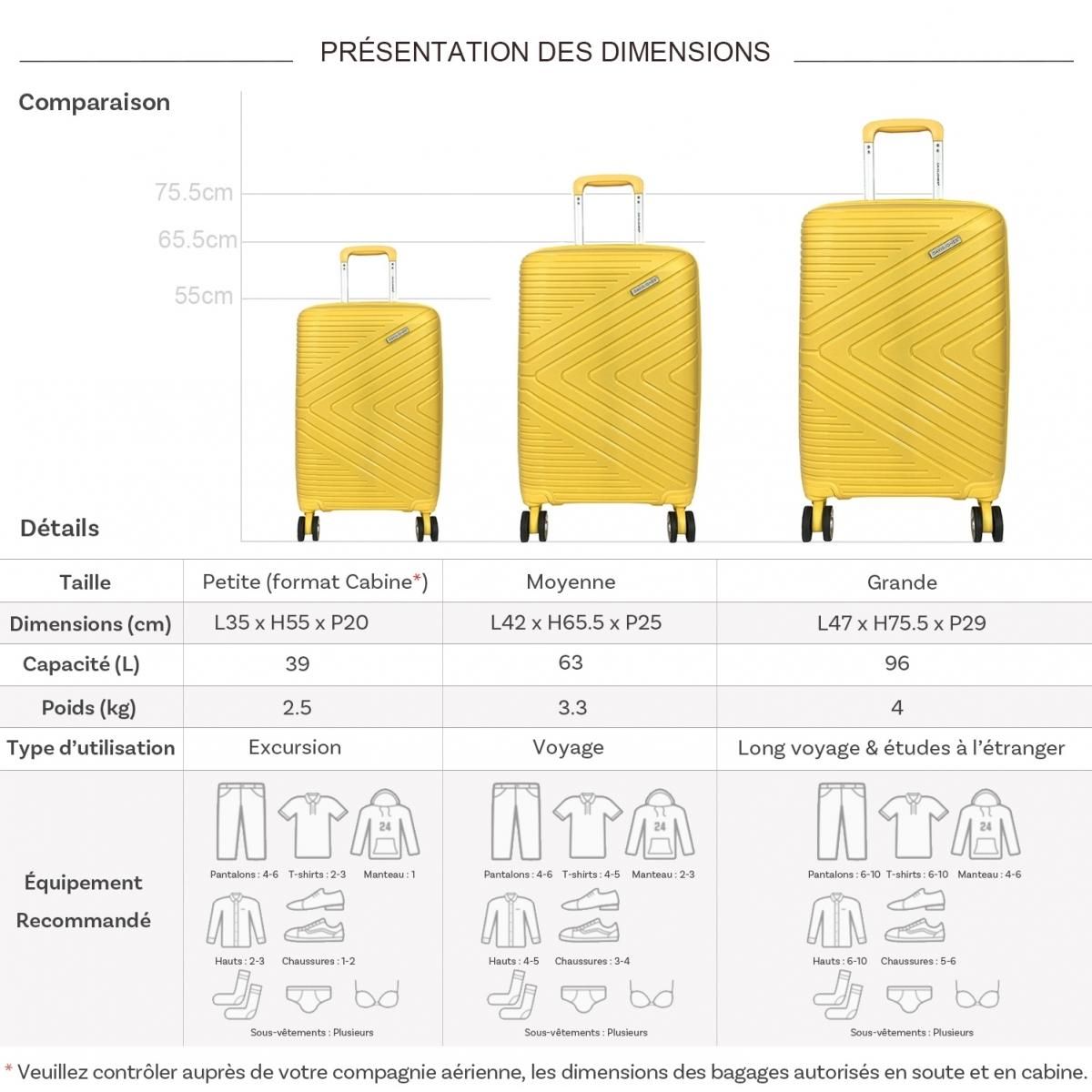 David Jones Lot 3 valises rigides dont 1 valise cabine TSA