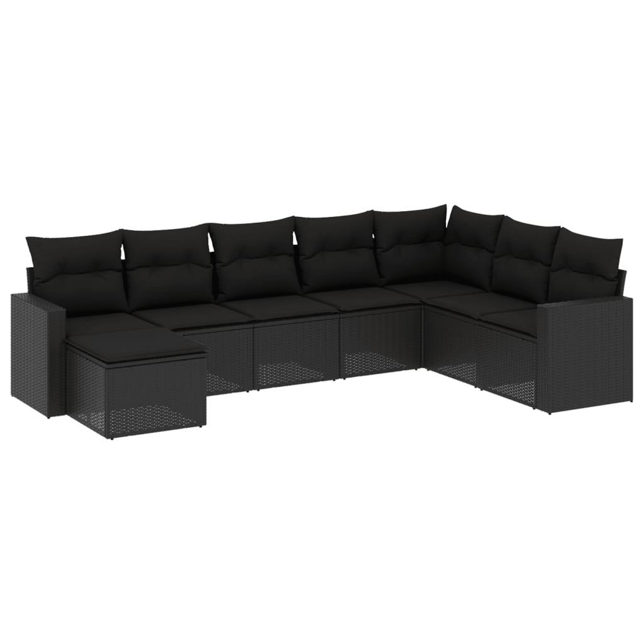 Voir la diapositive 2 : VIDAXL Salon de jardin 8 pcs avec coussins noir resine tressee