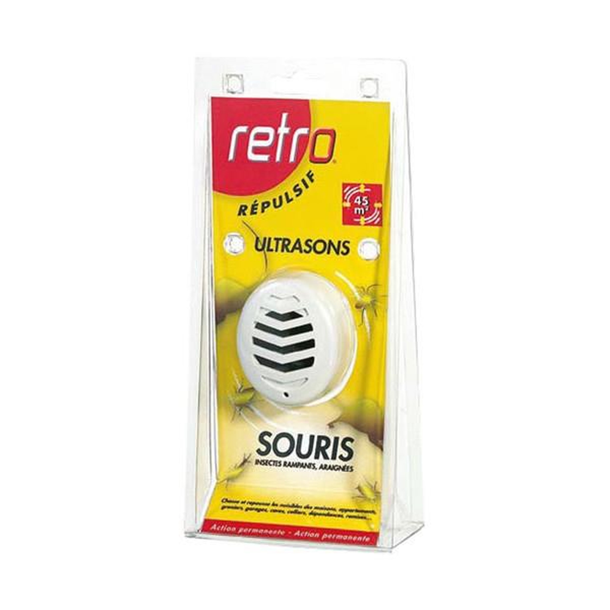 Retro Répulsif ultrasons souris insectes rampants 45m2 - RUS1