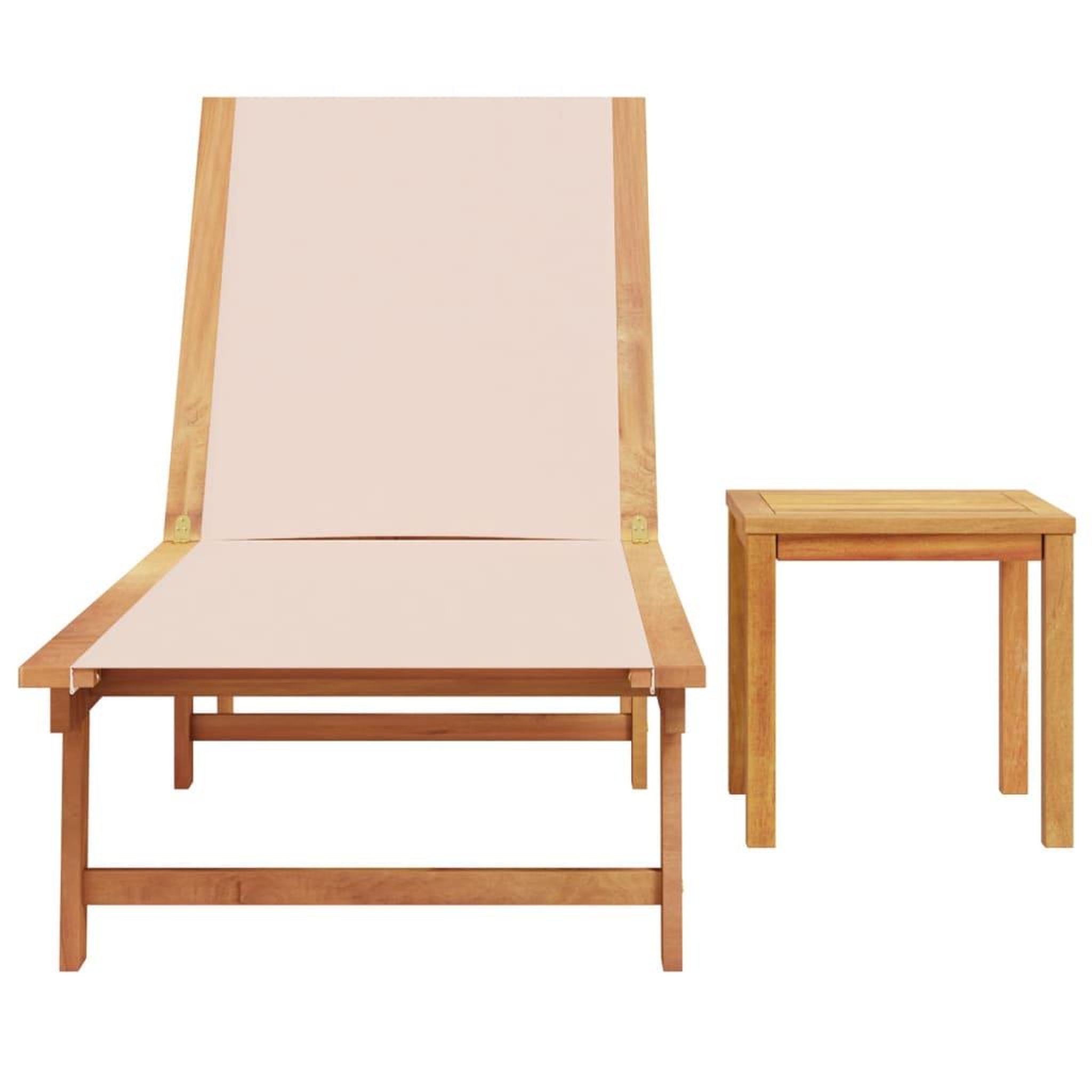 Voir la diapositive 3 : VIDAXL Chaise longue et table creme bois d'acacia solide et textilene