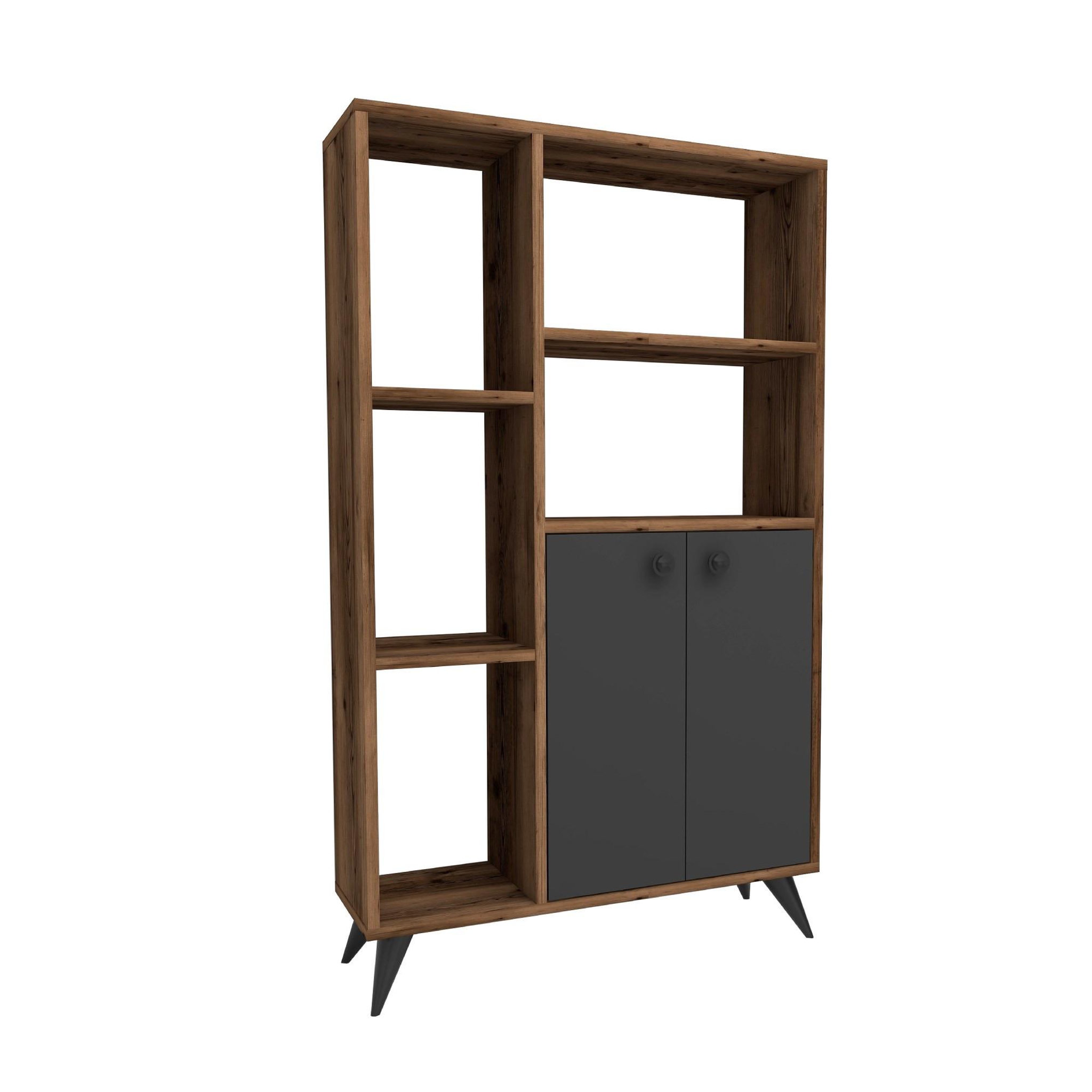 Voir la diapositive 1 : Habitat et Jardin Bibliothèque en bois  meldan  - 80 x 25 x 135 cm - noyer clair, anthracite