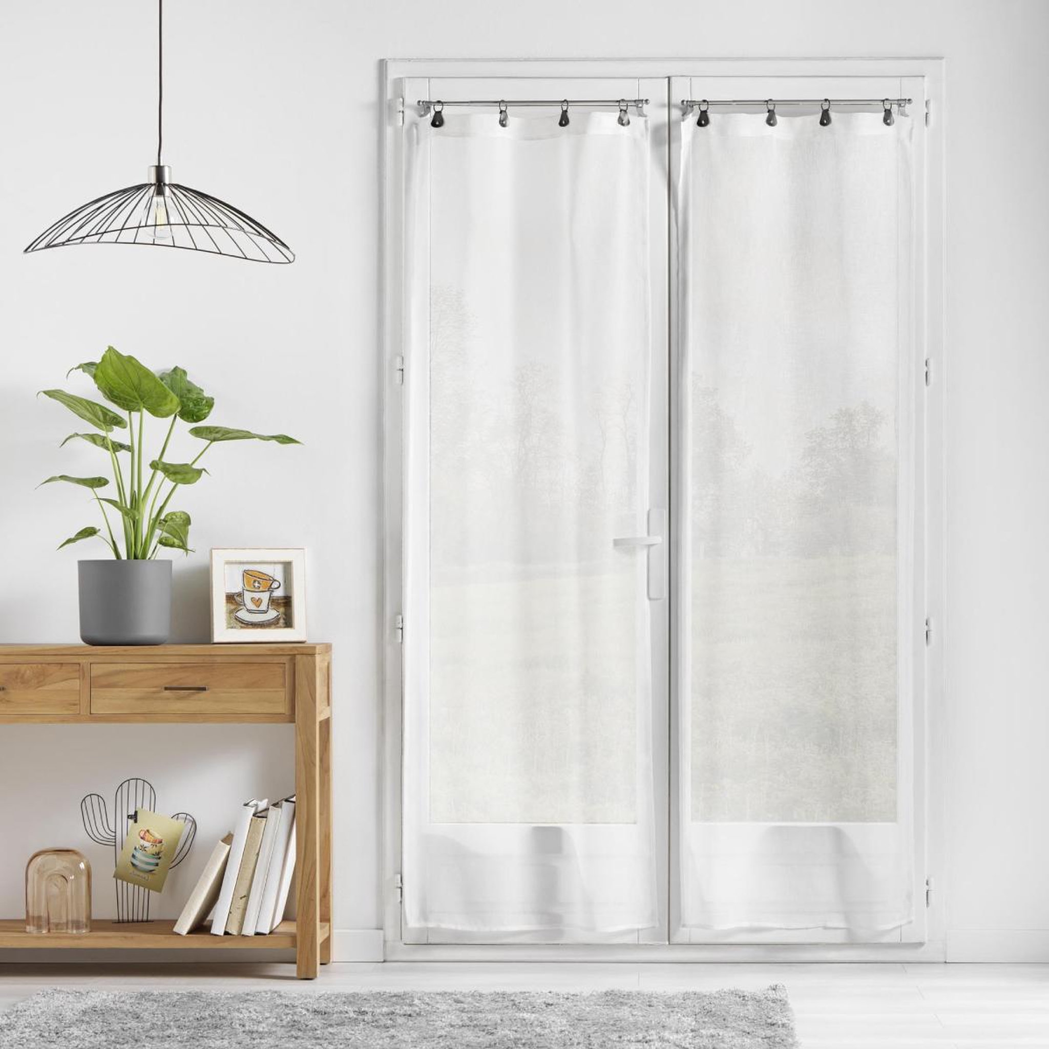 Voir la diapositive 3 : Douceur d'Intérieur Paire de voilage à anneaux  linka  70x200cm blanc