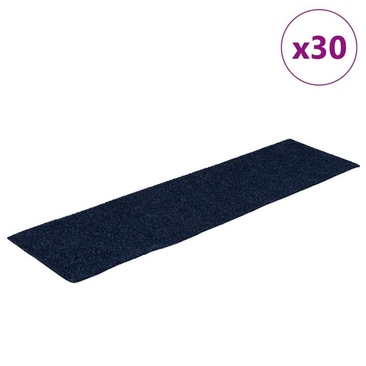 VIDAXL Tapis d'escalier auto-adhesifs 30 pcs bleu 76x20 cm
