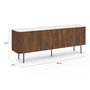 Voir la diapositive 5 : ID MARKET Buffet bas 160 cm MARLA 4 portes effet noyer et lattes et plateau marbre blanc ALASKA