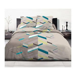 HOME LINGE PASSION Parure de couette 240x260 cm HOME LINGE PASSION MARCO : Housse de couette + 2 taies d'oreiller - 100% Coton 57 Fils - Taupe