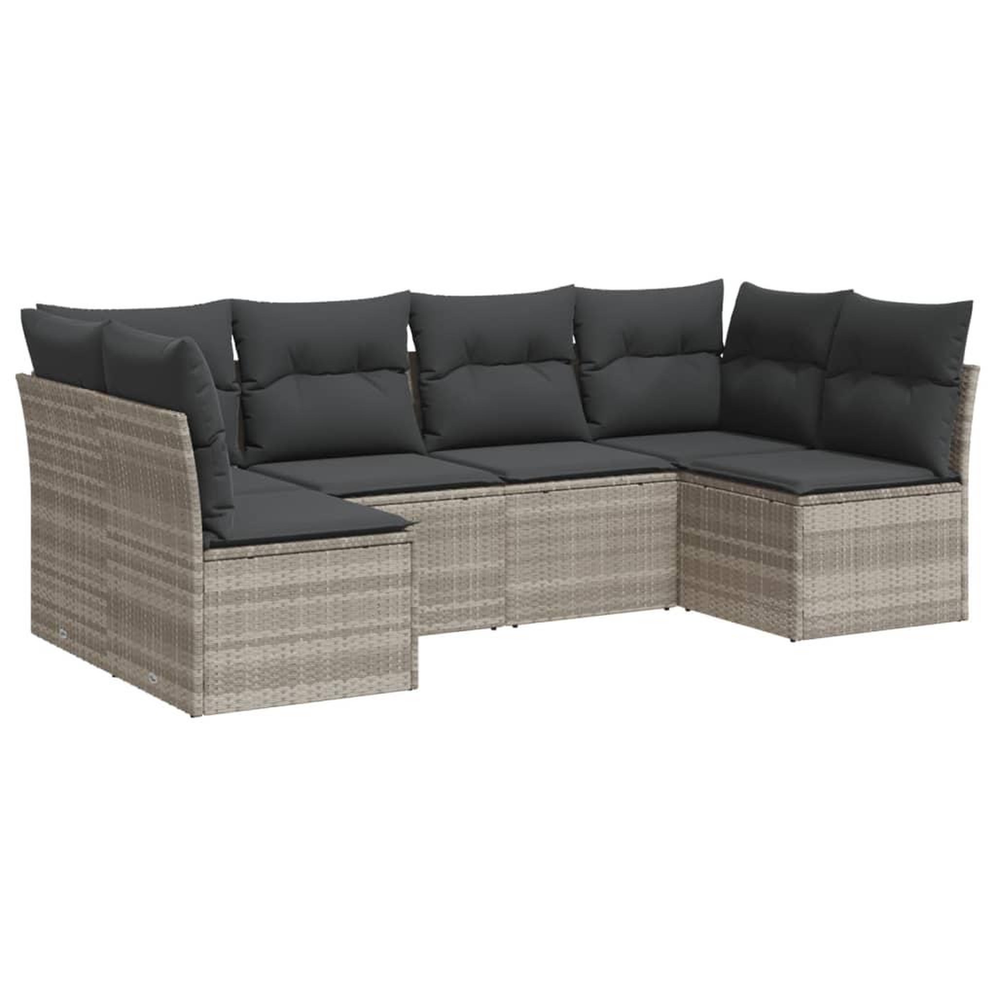 Voir la diapositive 2 : VIDAXL Salon de jardin 6 pcs avec coussins gris clair resine tressee