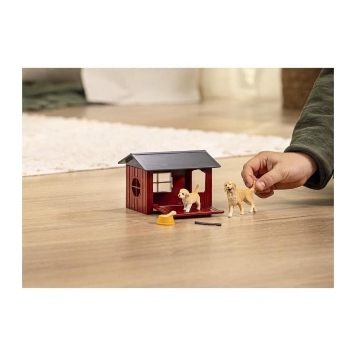 Schleich Coffret Niche avec Golden Retriever, SCHLEICH 42722 Farm World, Des 4 ans