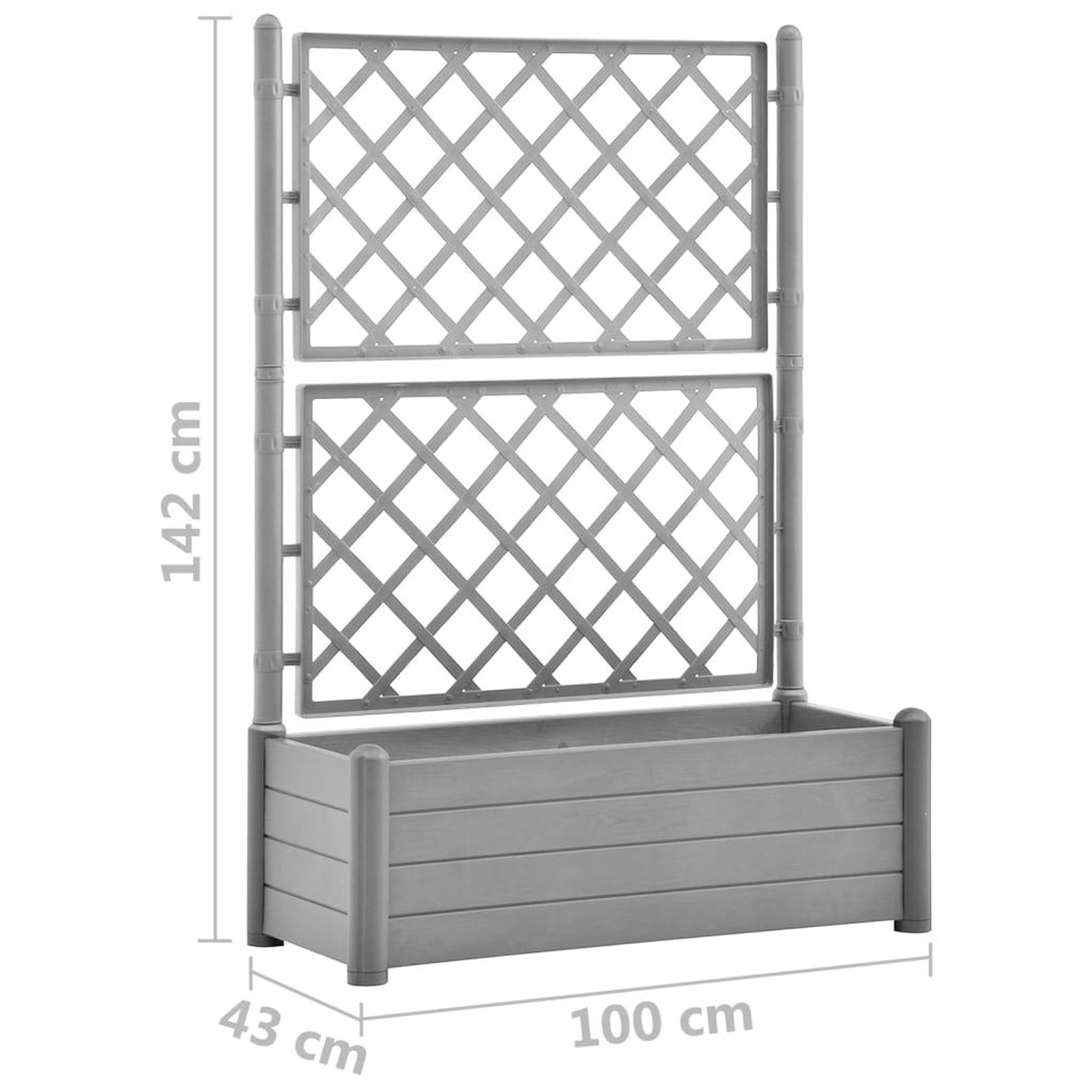 Voir la diapositive 6 : VIDAXL Jardiniere avec treillis 100x43x142 cm PP Gris pierre