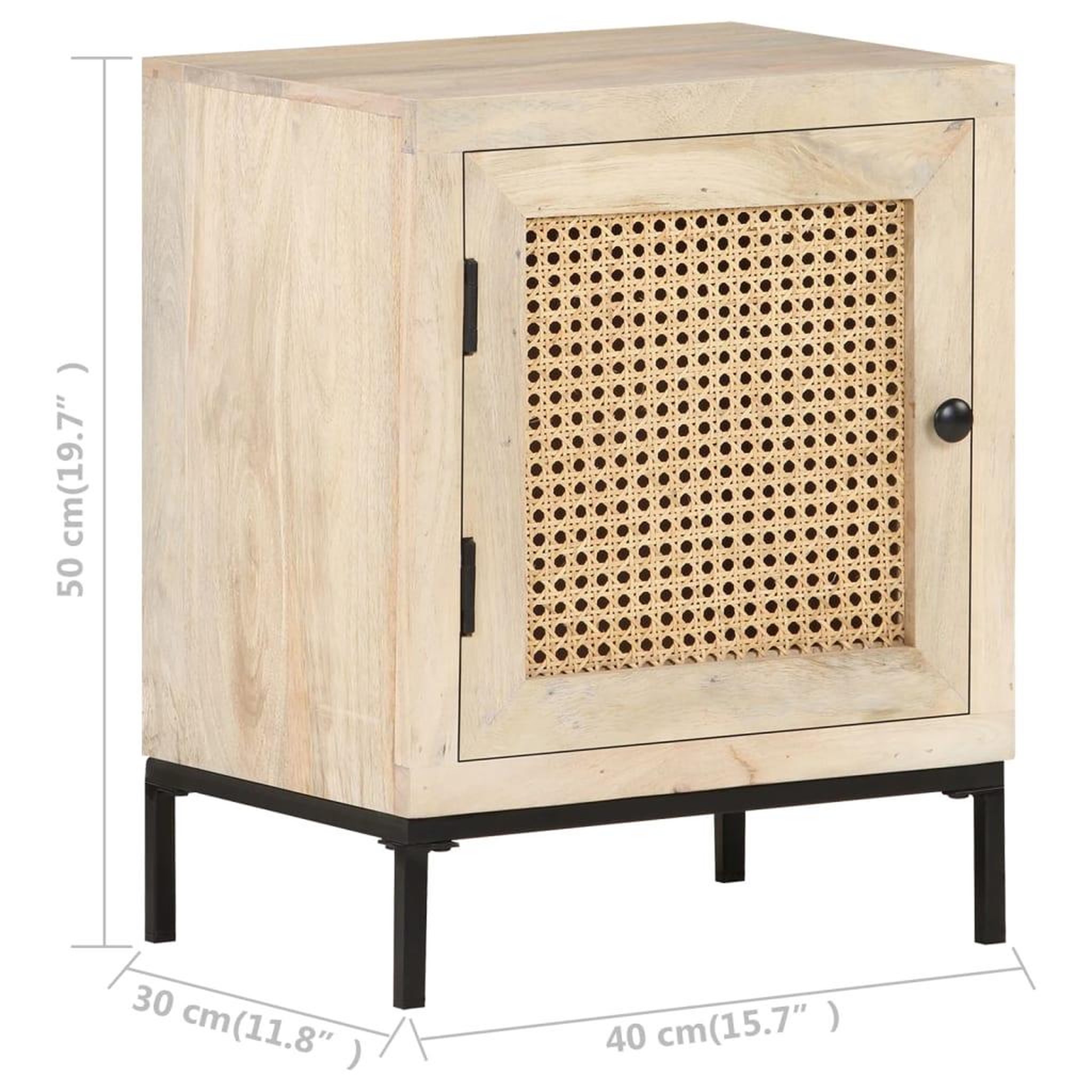 Voir la diapositive 6 : VIDAXL Table de chevet 40x30x50 cm bois de manguier et canne naturelle