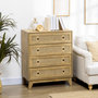 Voir la diapositive 2 : HOMCOM Commode 4 tiroirs style bohème chic cannage en rotin aspect bois de manguier