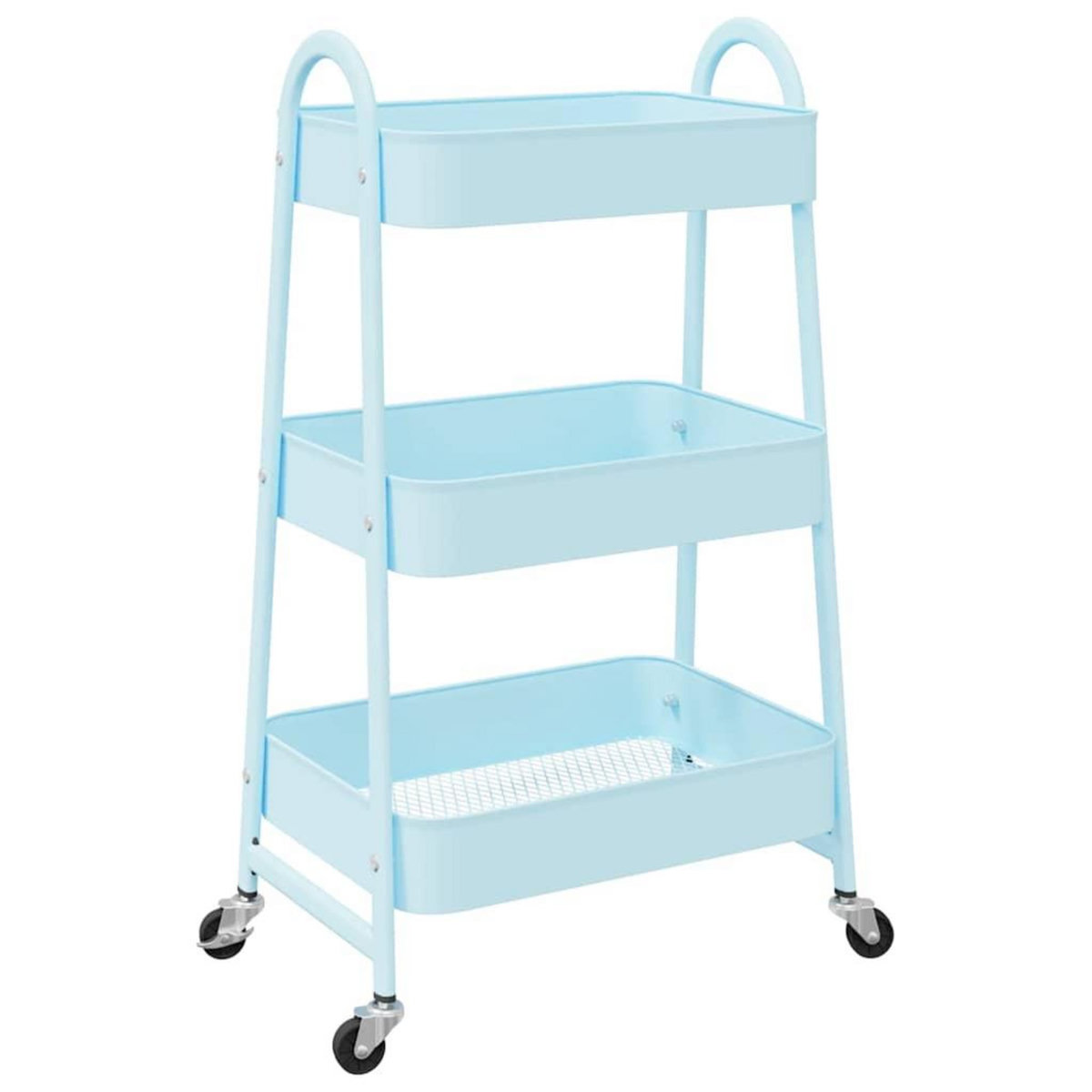 VIDAXL Chariot de rangement a 3 niveaux bleu 42x41,5x77 cm acier