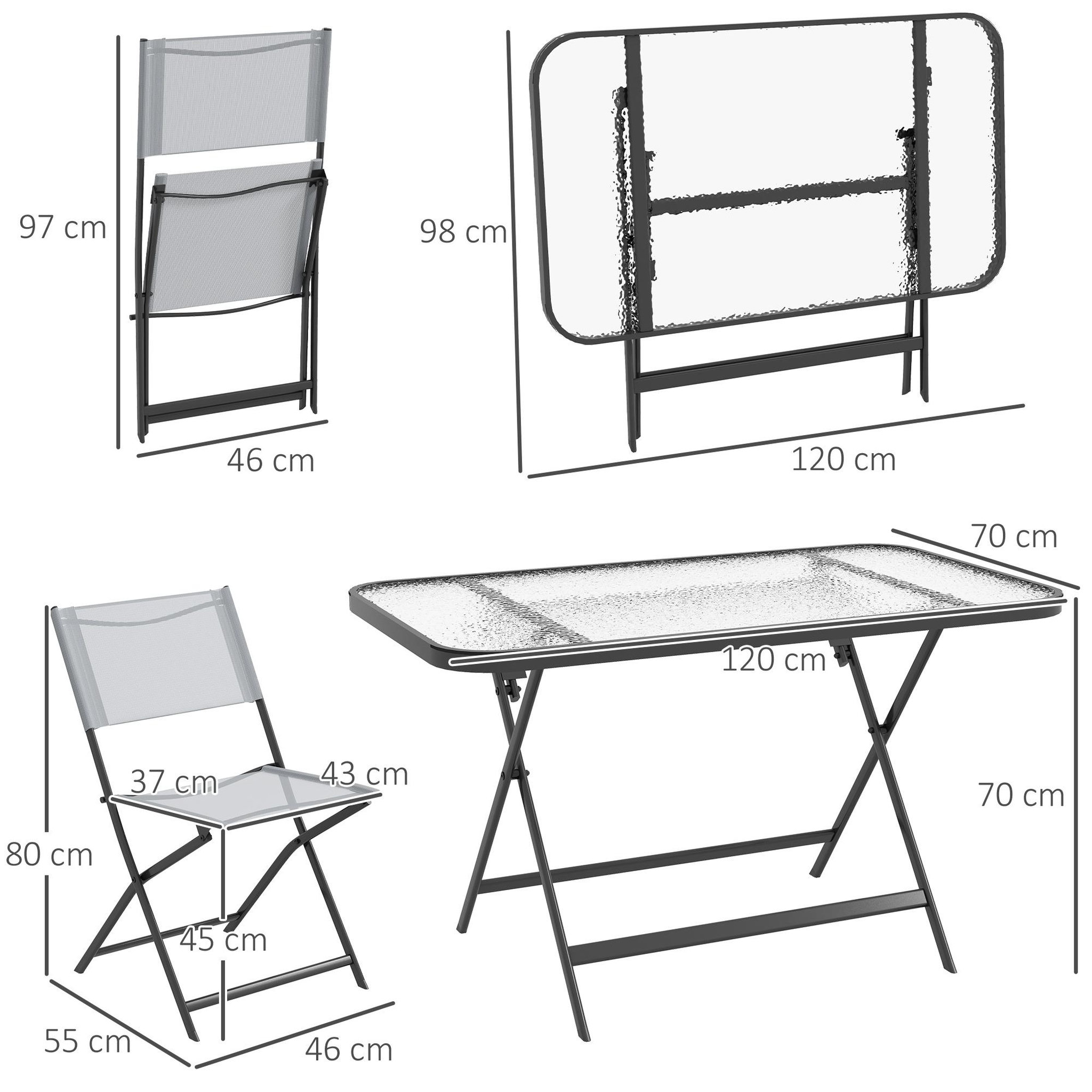 Voir la diapositive 3 : OUTSUNNY Ensemble salon de jardin 5 pièces pliables 4 chaises et table