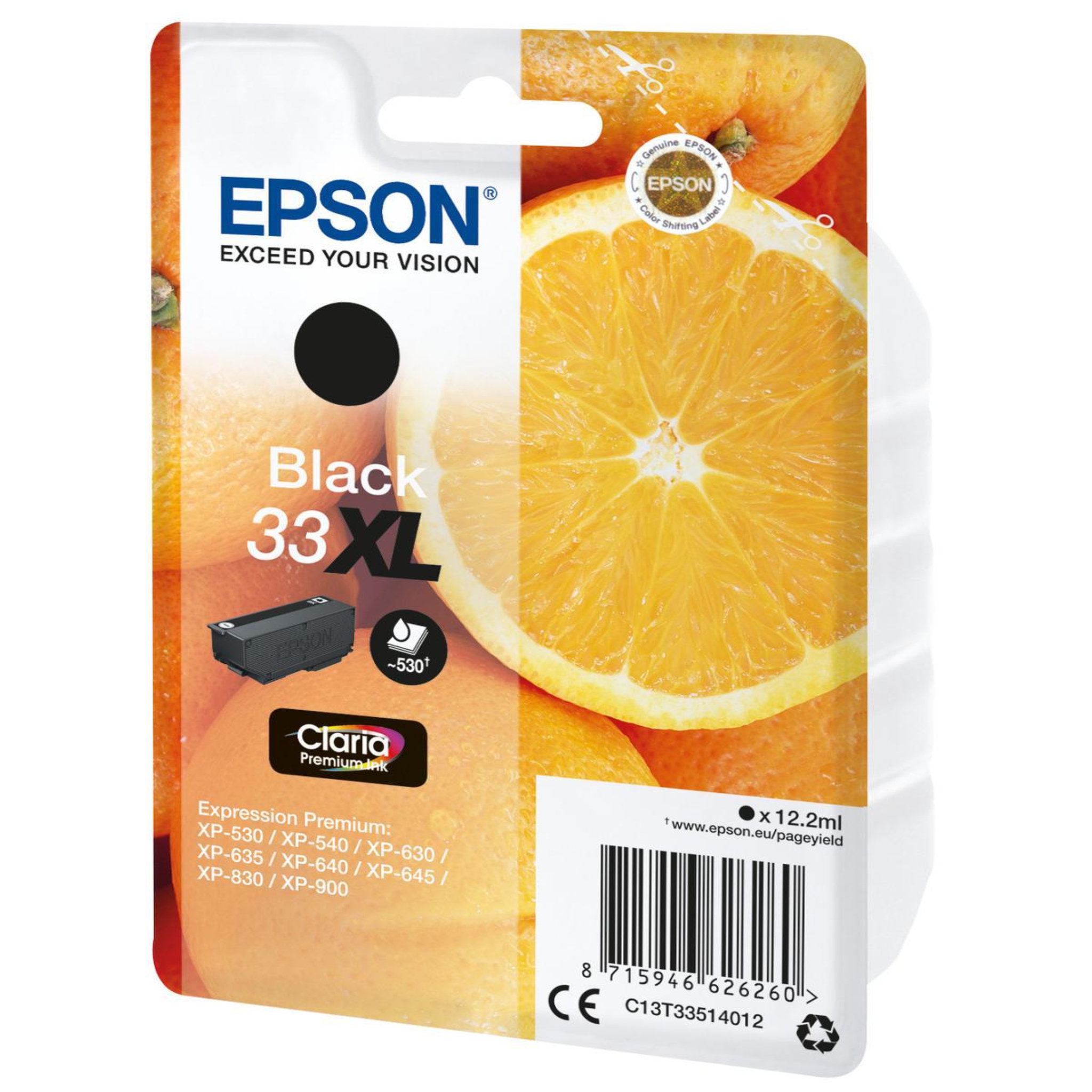 Voir la diapositive 3 : Epson Cartouche d'encre originale t3351 xl haute capacité noire série orange - c13t33514010