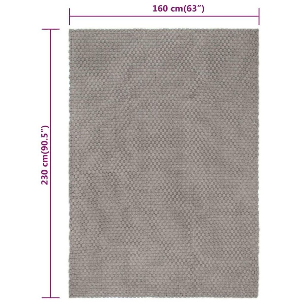 VIDAXL Tapis rectangulaire Gris 160x230 cm Coton