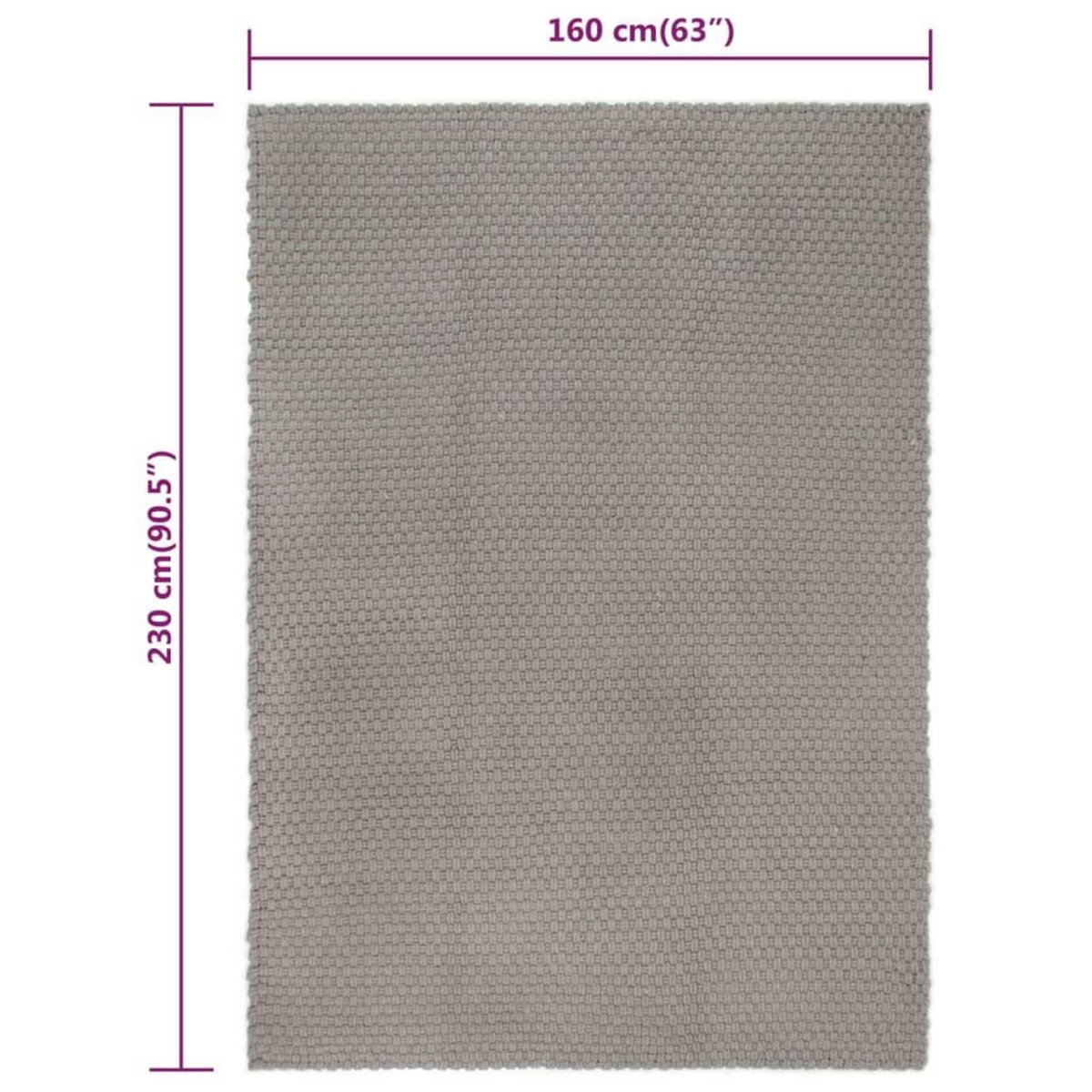 VIDAXL Tapis rectangulaire Gris 160x230 cm Coton