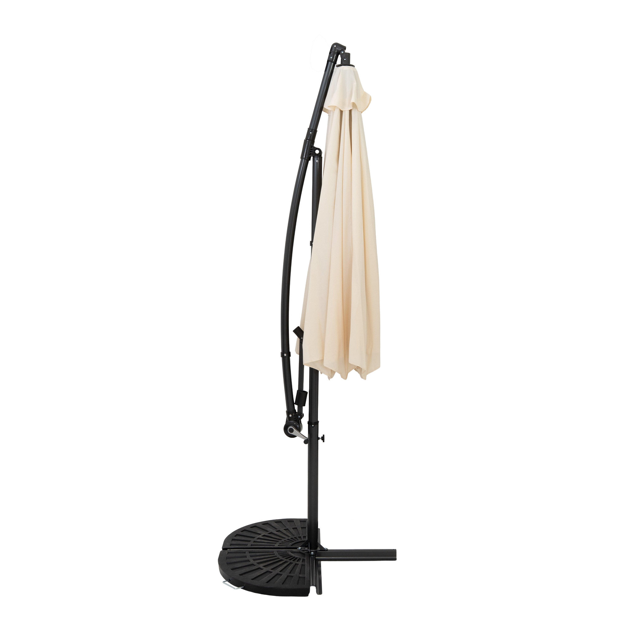 Voir la diapositive 2 : Monster Parasol Banane à Mât Déporté 3 m & 2 Pieds en Éventail
