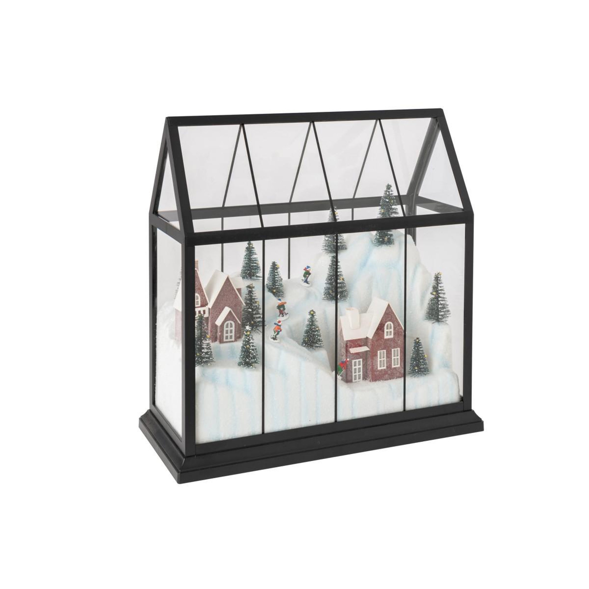 Voir la diapositive 2 : J-LINE Village de Noël Vitré à LED  Sébastienne  33cm Noir