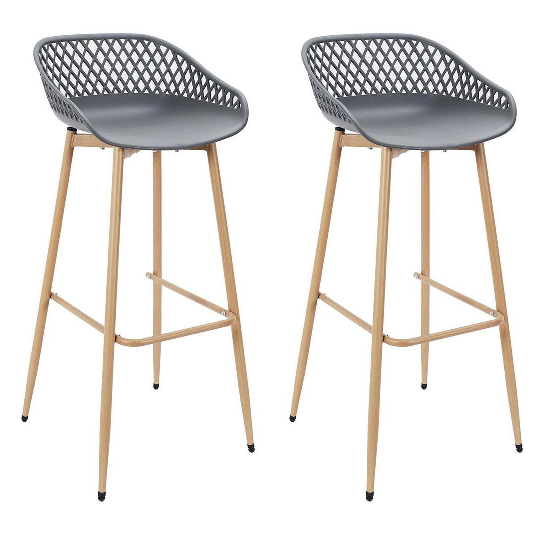 The Home Deco Factory Lot de 2 Tabourets de Bar  Malaga  88cm Gris