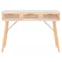 VIDAXL Table console Blanc 105x30x75 cm Bois massif pin /rotin naturel