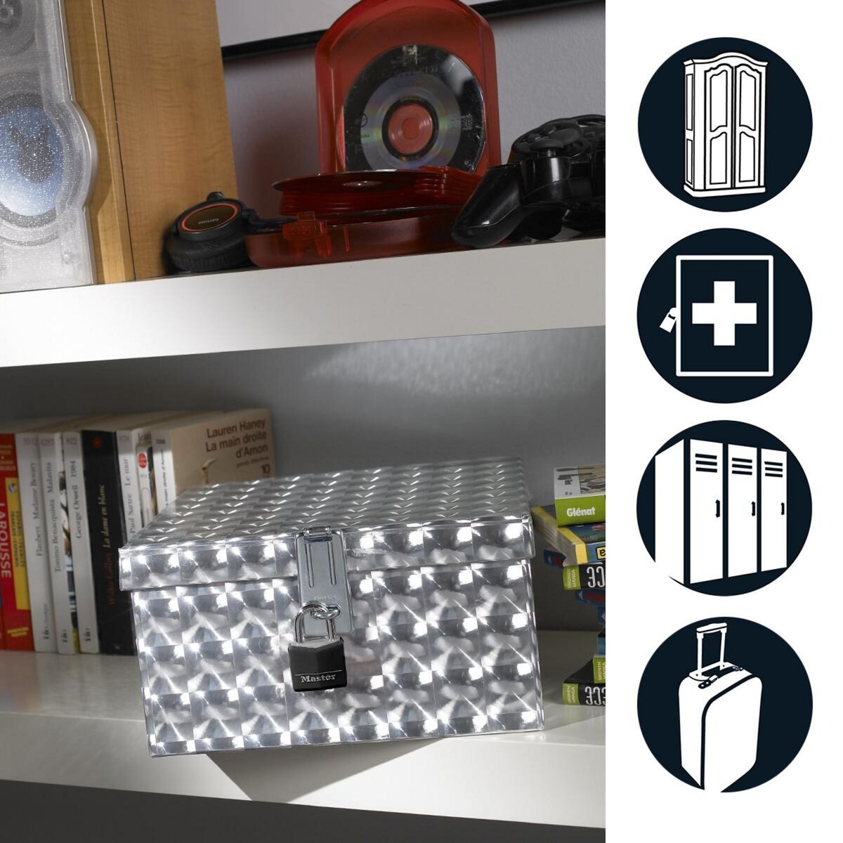 Master lock 9130EURTBLK Lot de 2 Cadenas à Clé en Aluminium Massif recouvert de Vinyle, noir, 3 x 5,2 x 1,6 cm