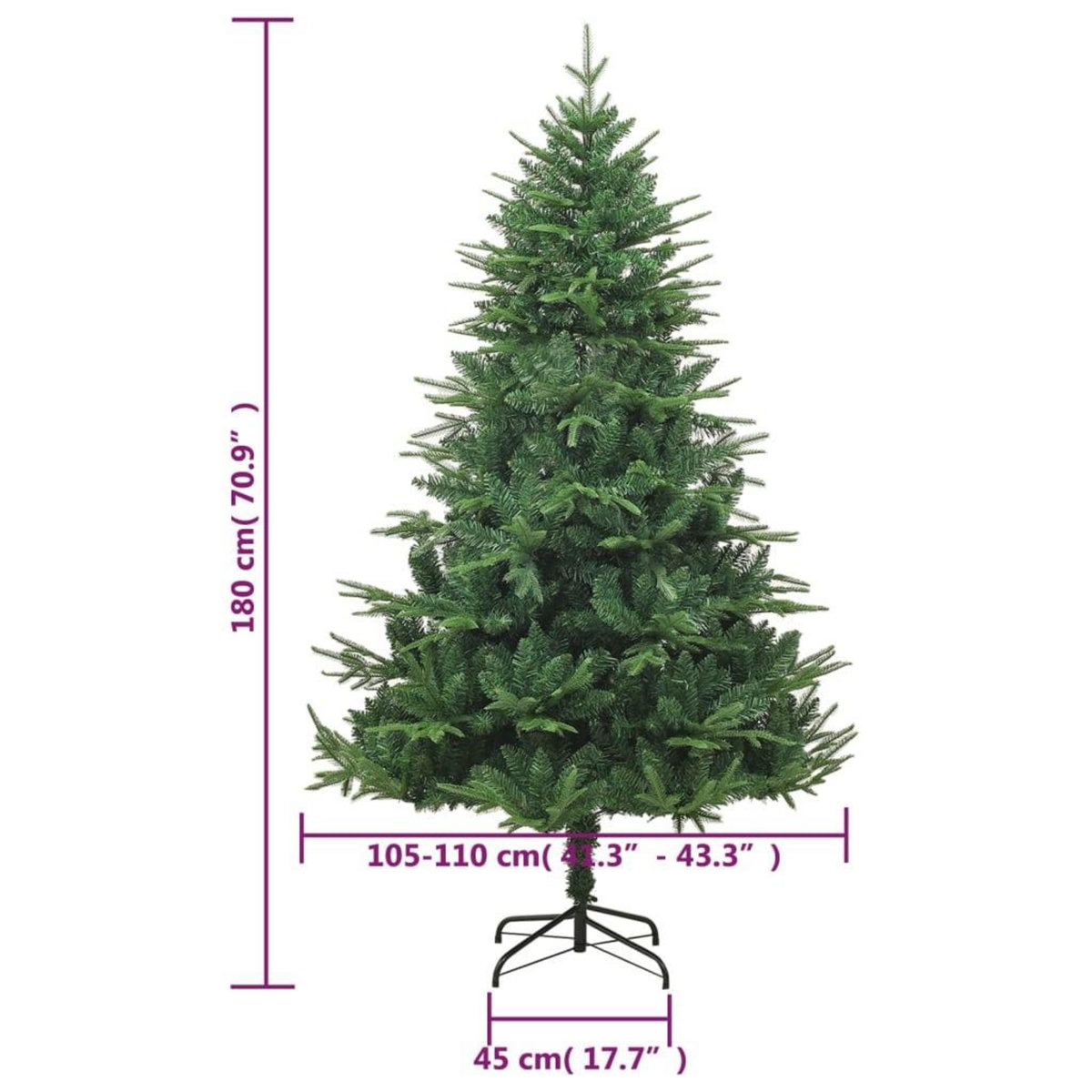 VIDAXL Sapin de Noël artificiel Vert 180 cm PVC et PE