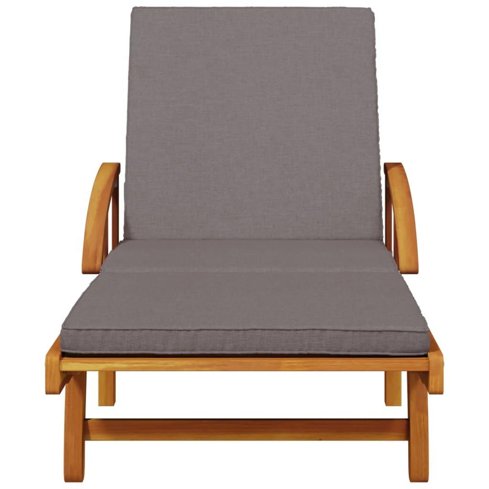 Voir la diapositive 5 : VIDAXL Chaise longue avec coussin et table bois d'acacia massif