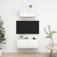 Meuble tv à led COSMOS laqué blanc brillant 120cm