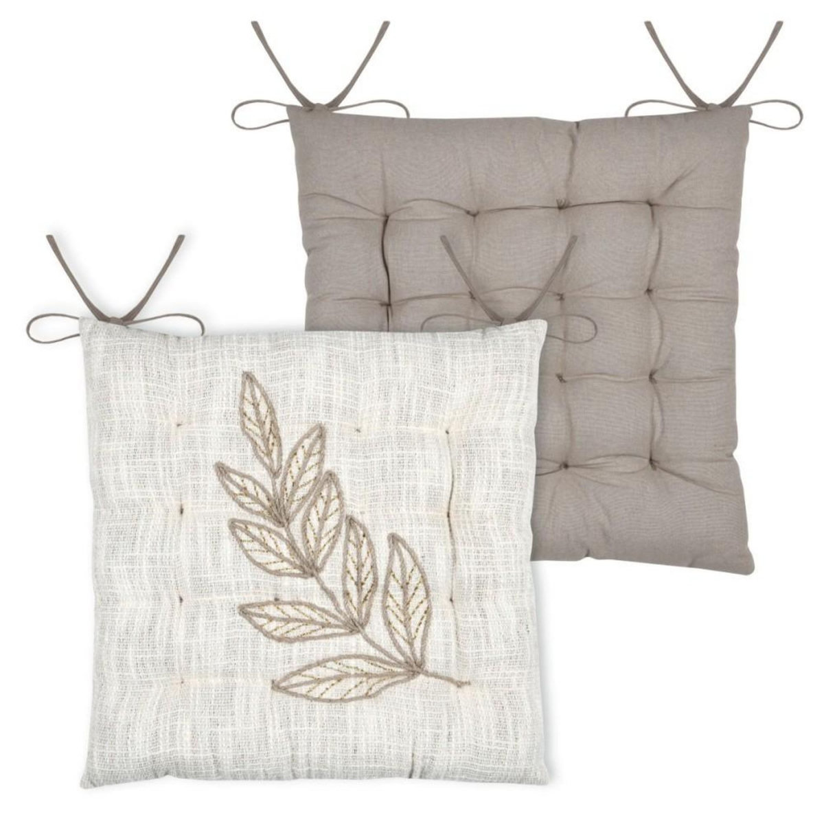 STOF Lot de 4 galettes de chaise en coton HEMERA écru