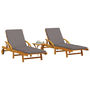 Voir la diapositive 1 : VIDAXL Chaises longues lot de 2 avec table bois massif d'acacia