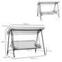Voir la diapositive 3 : OUTSUNNY Balancelle de jardin 3 places convertible auvent réglable épais coussins amovibles polyester acier époxy gris clair