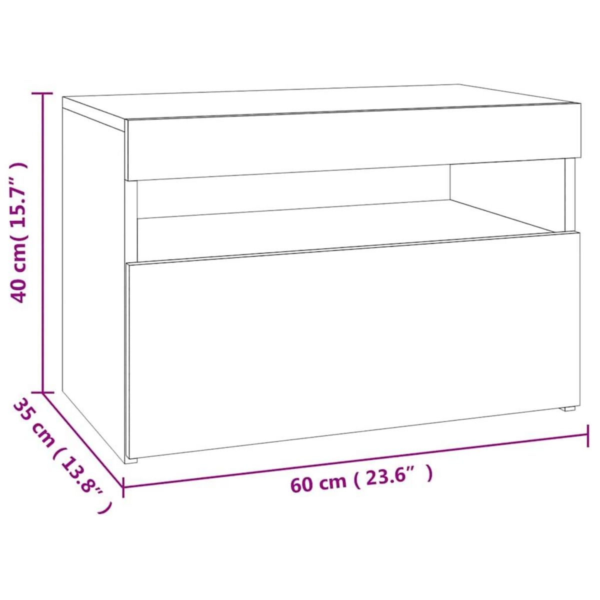 VIDAXL Meuble TV avec lumieres LED chene sonoma 60x35x40 cm