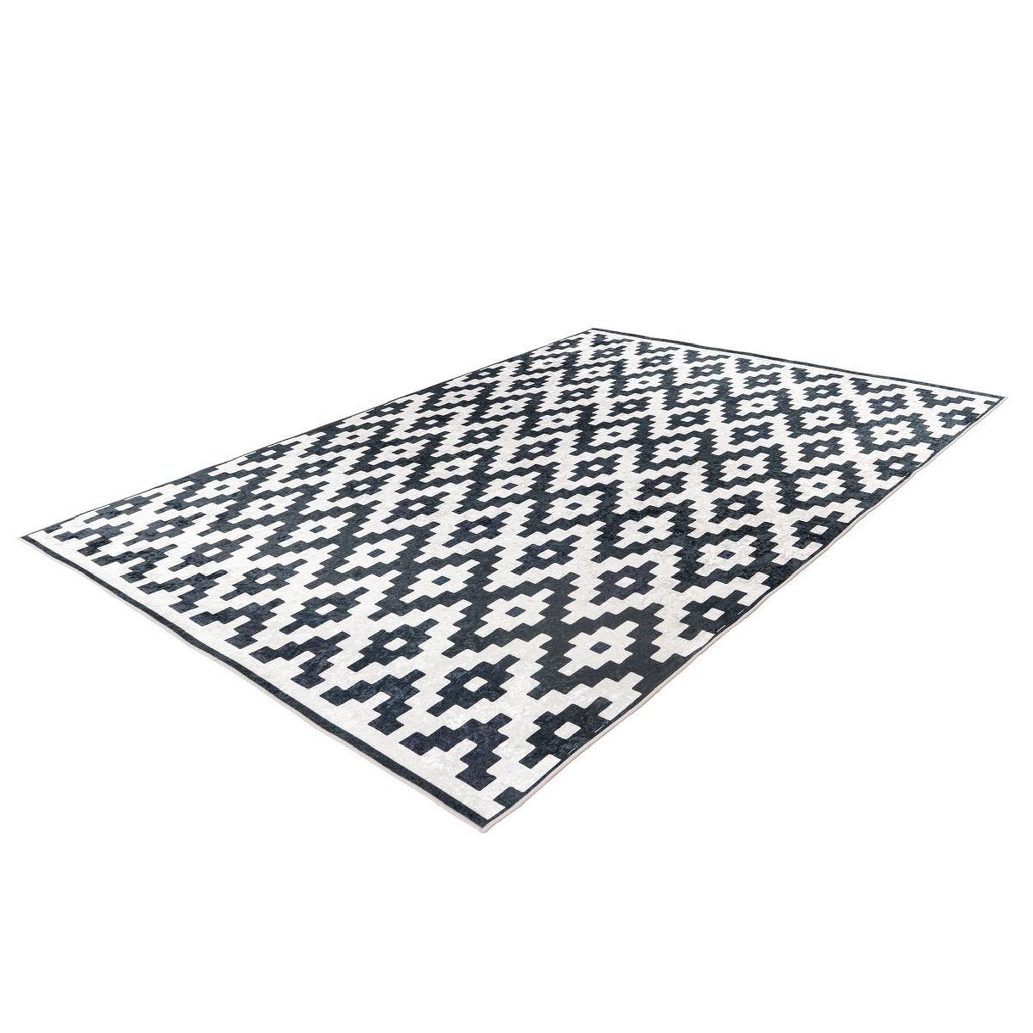 Voir la diapositive 2 : Paris Prix Tapis Géométrique à Poils Courts  Sally  Noir & Blanc