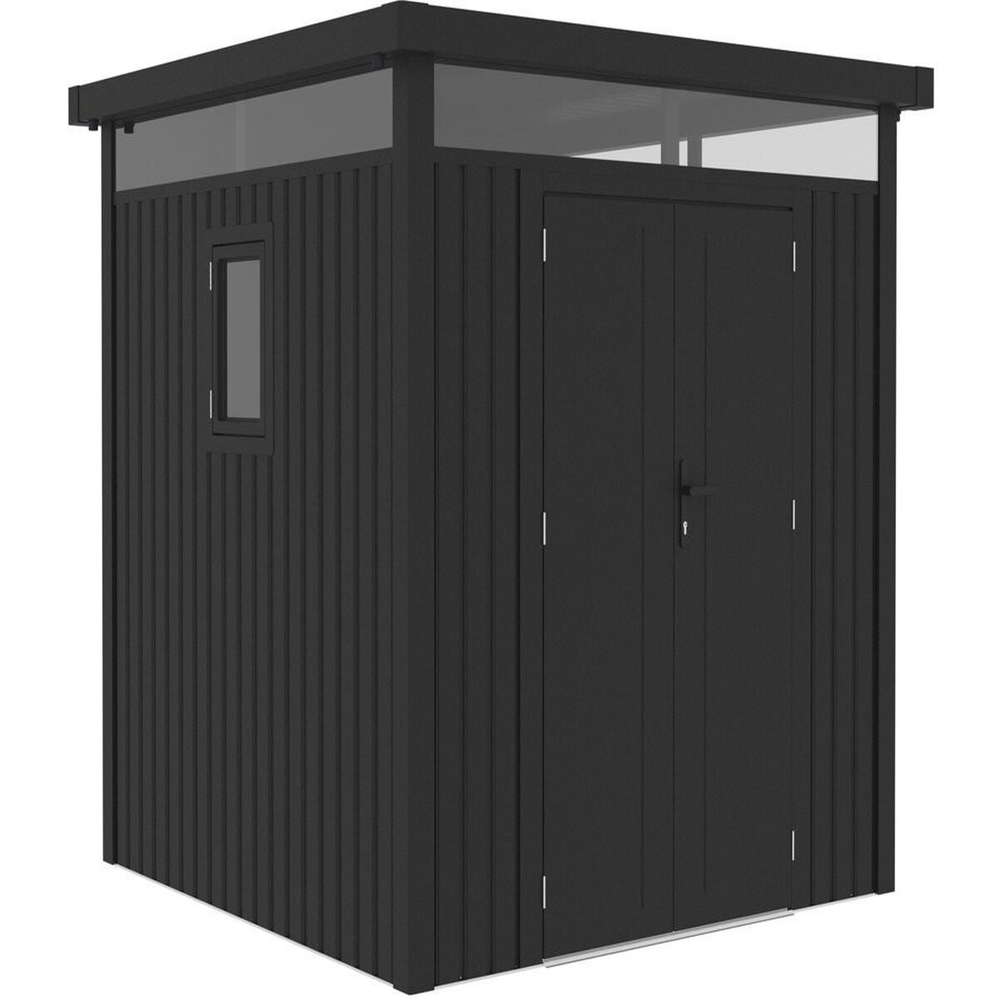 Habitat et Jardin Abri de jardin métal premium avec toit plat et porte battante  Lexinton  - 5,29 m² - Gris