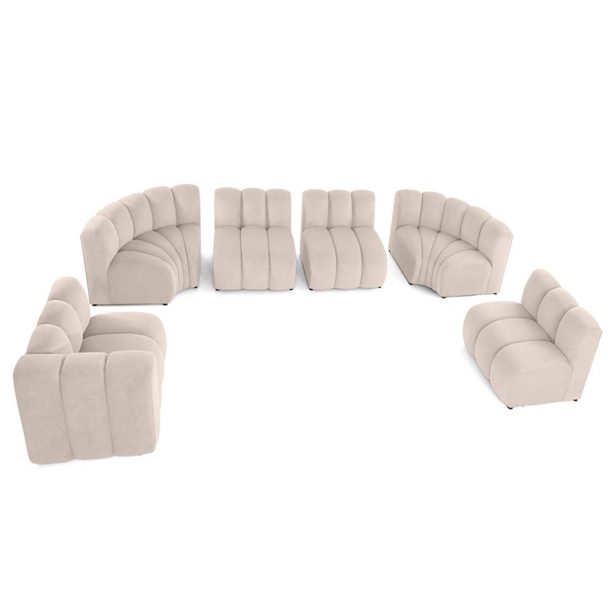 Voir la diapositive 2 : LISA DESIGN Debbie - canapé modulable panoramique d'angle droit 7 places en tissu texturé