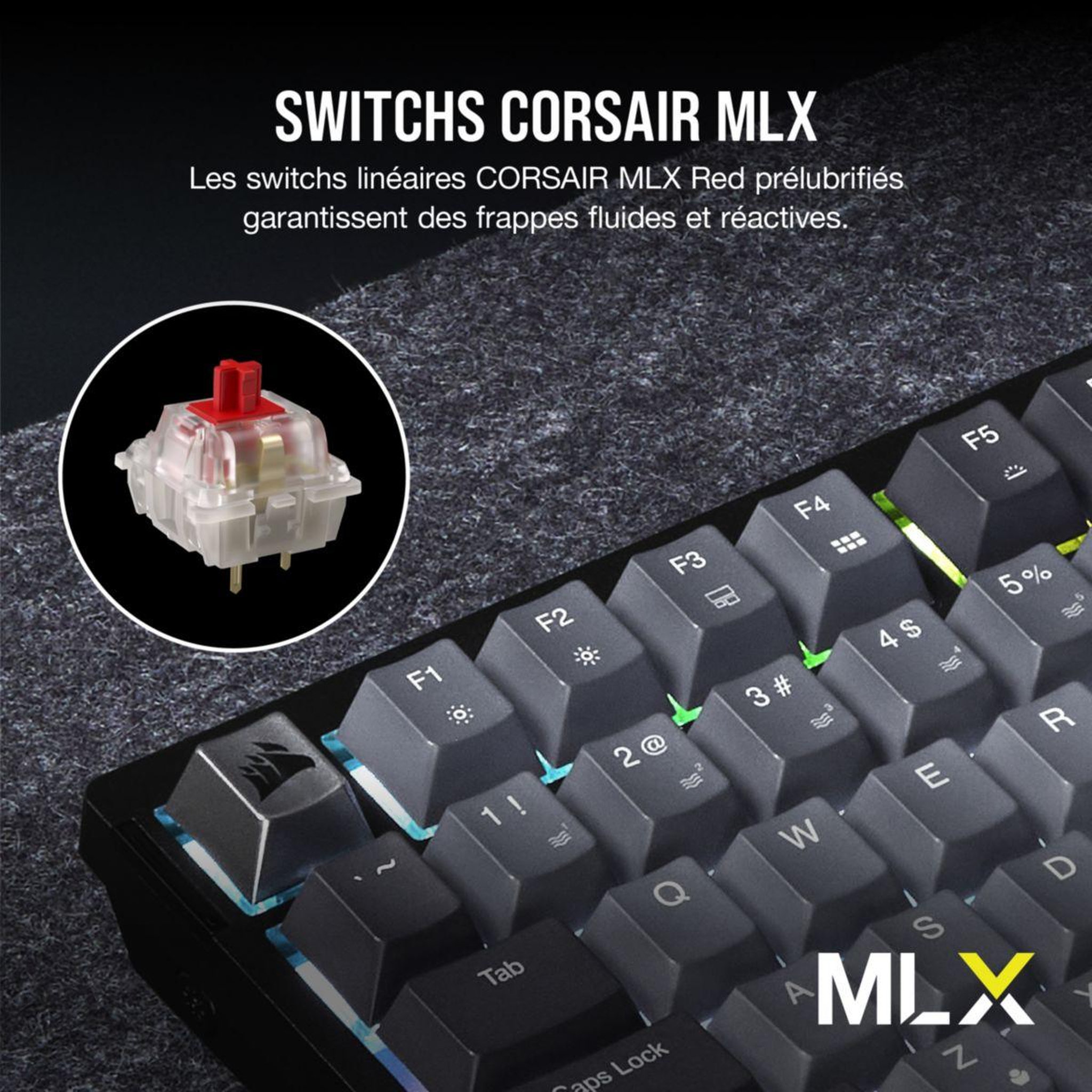 Voir la diapositive 4 : Corsair Clavier gamer sans fil k65 plus wireless